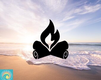 Campfire Decal, Camp Life, Camper, RV, Camping, Wall Decal, Vinyl Stickers, Indoor/Outdoor, Waterproof, Fade Resistant, Many Colors & Sizes