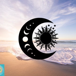 Sun and Moon Phase Decal, Astrology, Astronomy, Car Window Decal, Laptop Decal, Cooler Decal, Vinyl Stickers, Permanent Waterproof Vinyl