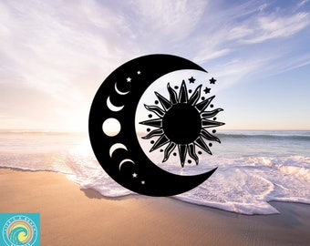 Sun and Moon Phase Decal, Astrology, Astronomy, Car Window Decal, Laptop Decal, Cooler Decal, Vinyl Stickers, Permanent Waterproof Vinyl