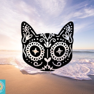 Sugar Skull Cat, Dia De Los Muertos, Day Of The Dead Cat, Car Decal, Wall Decal, Vinyl Stickers, Indoor/Outdoor Vinyl, Many Colors & Sizes