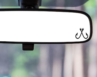 Fishing Decal, Fishhook, Fisherman, Sportfishing, Rearview Mirror Decal, Mini Decal, Indoor/Outdoor Vinyl, Many Colors, FREE SHIPPING