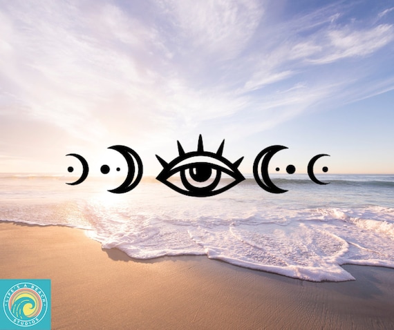 Evil Eye With Moon Phases, Mystical Eye With Moons, Wiccan, Car Decal, Wall Decal, Vinyl Sticker, Indoor/Outdoor Vinyl, Many Colors & Sizes