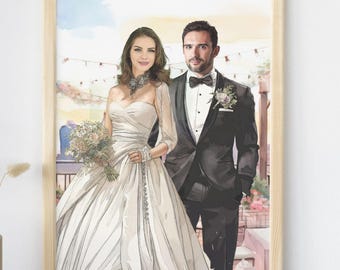 Hochzeitspaar Karikatur, personalisiertes Hochzeitskarikaturporträt, Hochzeitskarikatur, lustiges Paarkarikatur, Familienporträtgeschenk