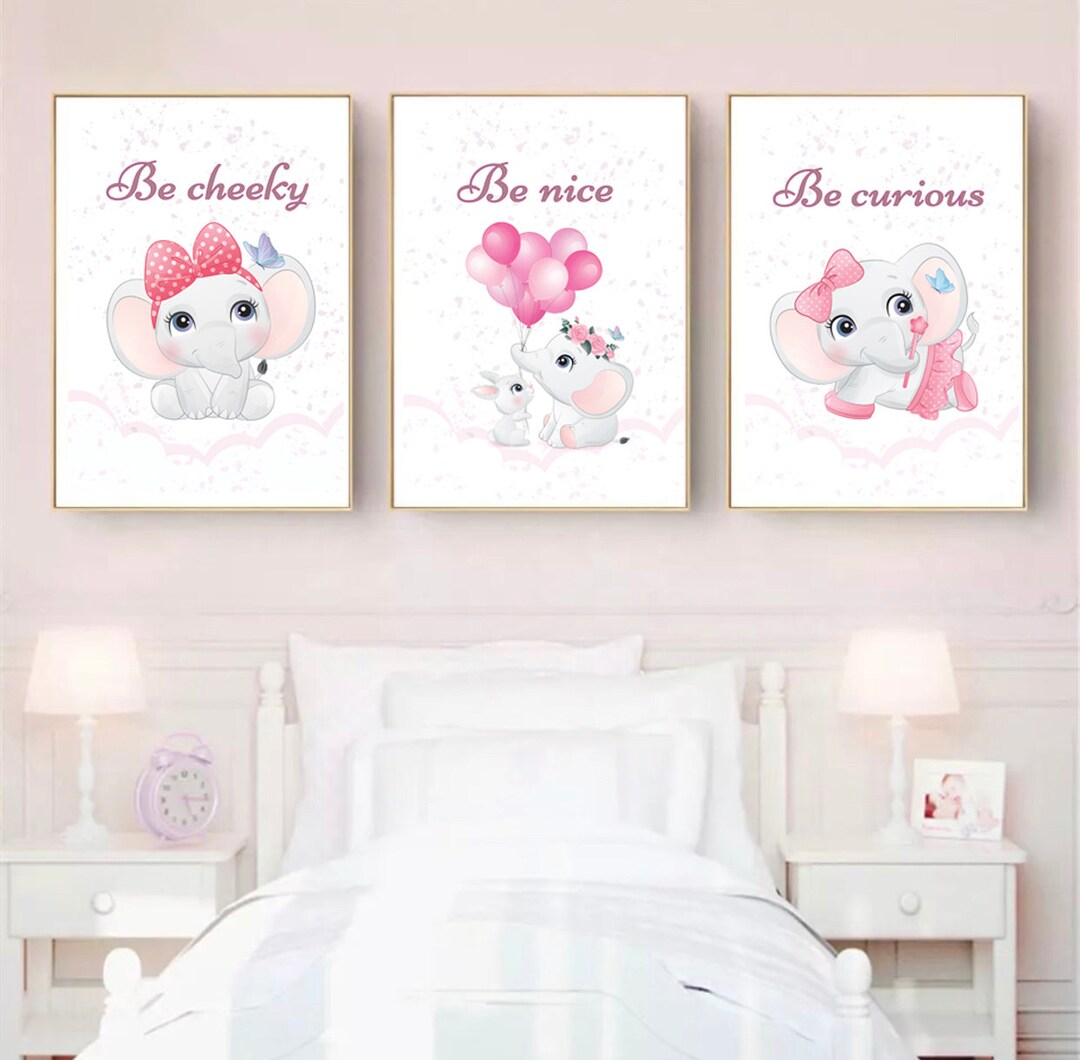 Baby Elephants Wall Art Printable Nursery Wall Hangings Bundle 3 Pieces ...