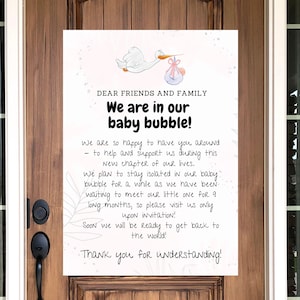 No visitors birth sign baby bubble no visitors love bubble newborn baby sign home door decor newborn front sign printable digital download
