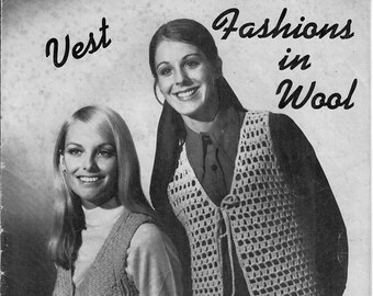 Moda de chalecos en punto de lana y crochet de 1969