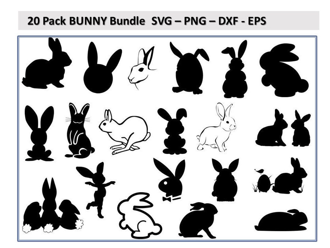 20 Bundle Collection of Easter Bunny Designs in Svg Png Dxf Eps for ...