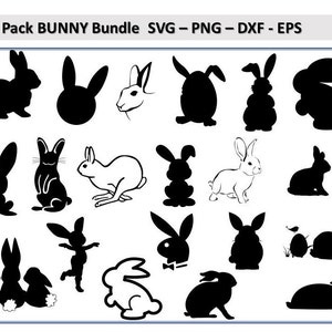20 Bundel collectie van paashaas ontwerpen in svg png dxf eps voor print
