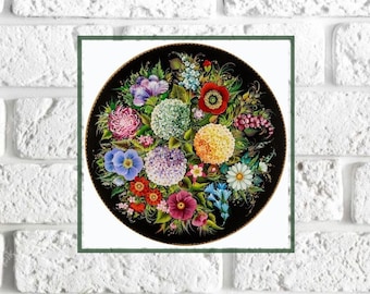 Arte floral imprimible, descarga instantánea de arte floral, arte folclórico ucraniano para decoración del hogar (descarga digital), decoración navideña para la pared