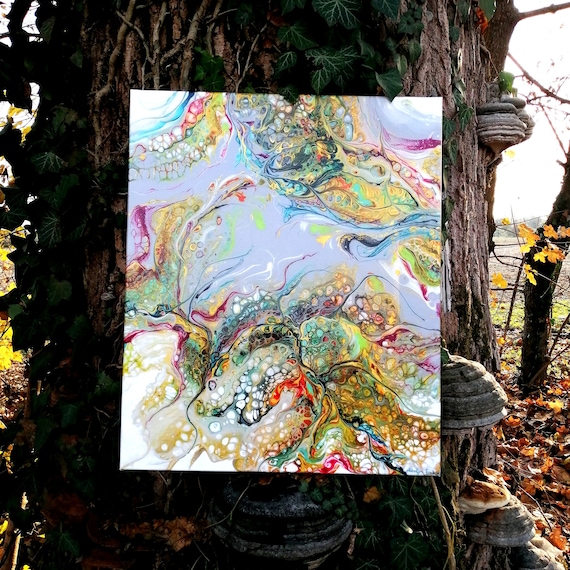 Stampa su tela rifinita a mano, Stampa su tela fine art,Home decor,Arte moderna,Decorazione murale, Arte astratta Regalo per papà Fluid art