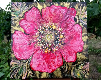 Pintura floral, mini pinturas de lienzo, Decoración del hogar, Pintura acrílica Decoración de la pared, Regalo de boda Regalo para nuevo hogar
