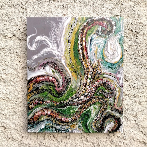 Stampa su tela rifinita a mano, Stampa fine art, Arte astratta, Home decor, Arredamento per la casa, Fluid Art, Articolo per regalo, Stampa