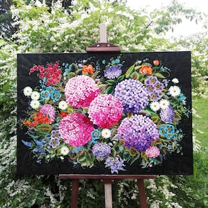 Ukrainian folk art Home decor Wedding gift Original handmade painting Hydrangea painting Special home gift Gift