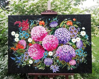Regalo especial de Pascua Decoración del hogar Regalo de boda Pintura original hecha a mano Pintura de hortensias Regalo para un nuevo hogar