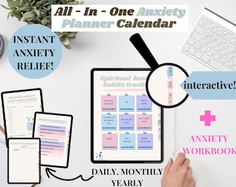 Anxiety Journal Digital adhd Planner Angst Relief Daily Journal für Goodnotes Hyperlinked Planner, Anxiety Mood Tracker