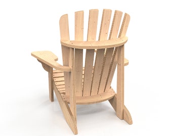 Chaise Adirondack - Mobilier en bois - Conception de fauteuil - Fichiers numériques pour machines à découper le bois - CNC