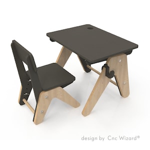 Mini Bureau - Mobilier en bois - Conception de table et chaise pour enfants - Fichiers numériques pour machines à découper le bois - CNC