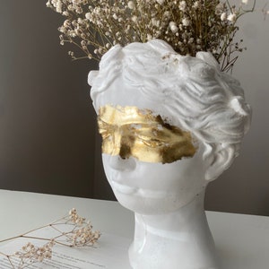 Venus Head Concrete Vase: Goddess Planter, Modern Sculpture