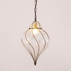 Lámpara de farol de cristal de Murano soplado de gran tamaño, estilo vintage, fabricada en Italia