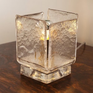 Design table lamp in clear Murano glass, original Made in Italy lamp vintage Italian Mid Century Modern Style