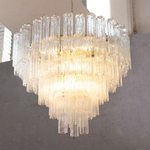 Large Tronchi suspension chandelier Ø105 cm Made in Italy crystal Murano glass, vintage style design ceiling lamp