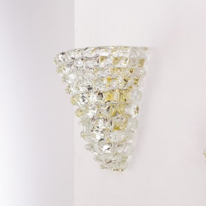 Pure crystal color Murano rostrato glass wall sconce, handmade lamp Barovier style Made in Italy