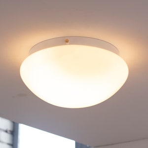Murano glass ceiling sconce Ø30 cm 1980s milk white opal color Made in Italy