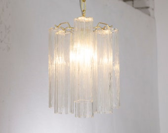 Suspension lamp Made in Italy Tronchi in classic Murano glass of vintage design, ceiling chandelier 24 cm diameter