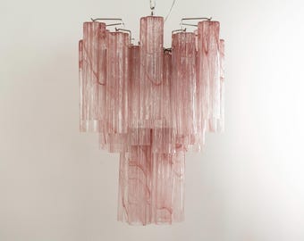 Murano Glass Chandelier, Pink Alabaster Style, Italian Vintage Design