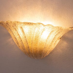 Murano Glass Wall Lamp: Smoky Vintage Sconce Shell-Shaped (Handmade Italy) image 11