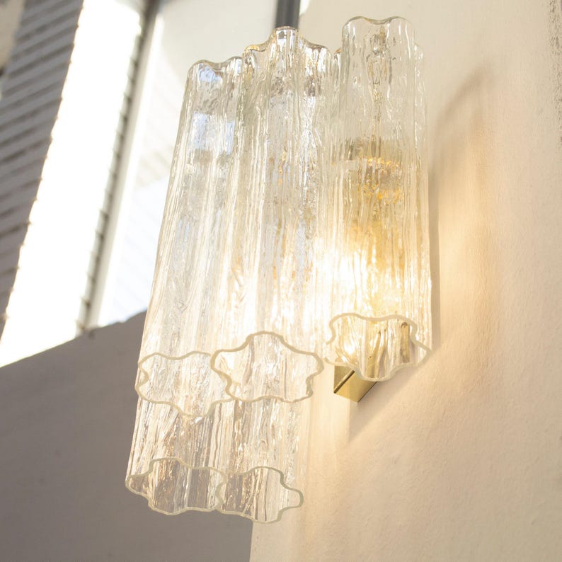 Paire d'appliques murales, Tronchi H35cm - Verre transparent soufflé à la main en Italie - Style moderne du milieu du siècle image 13