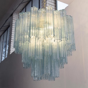 Luminária de suspensão Murano Tronchi Ø65 cm - Vidro azul soprado à mão Itália - Meados do século XX
