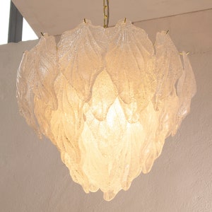 Suspension chandelier Made in Italy Murano glass leaves crystal color Ø60 cm, vintage style design chandelier