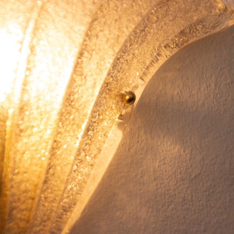 Murano Glass Wall Lamp: Smoky Vintage Sconce Shell-Shaped (Handmade Italy) image 14