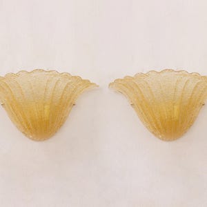 Set of 2 Elegant Amber Murano glass wall sconce with grit, wall lamp Made in Italy