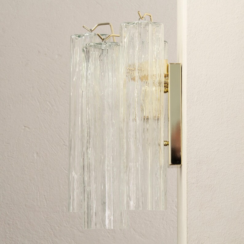 Paire d'appliques murales, Tronchi H35cm - Verre transparent soufflé à la main en Italie - Style moderne du milieu du siècle image 12