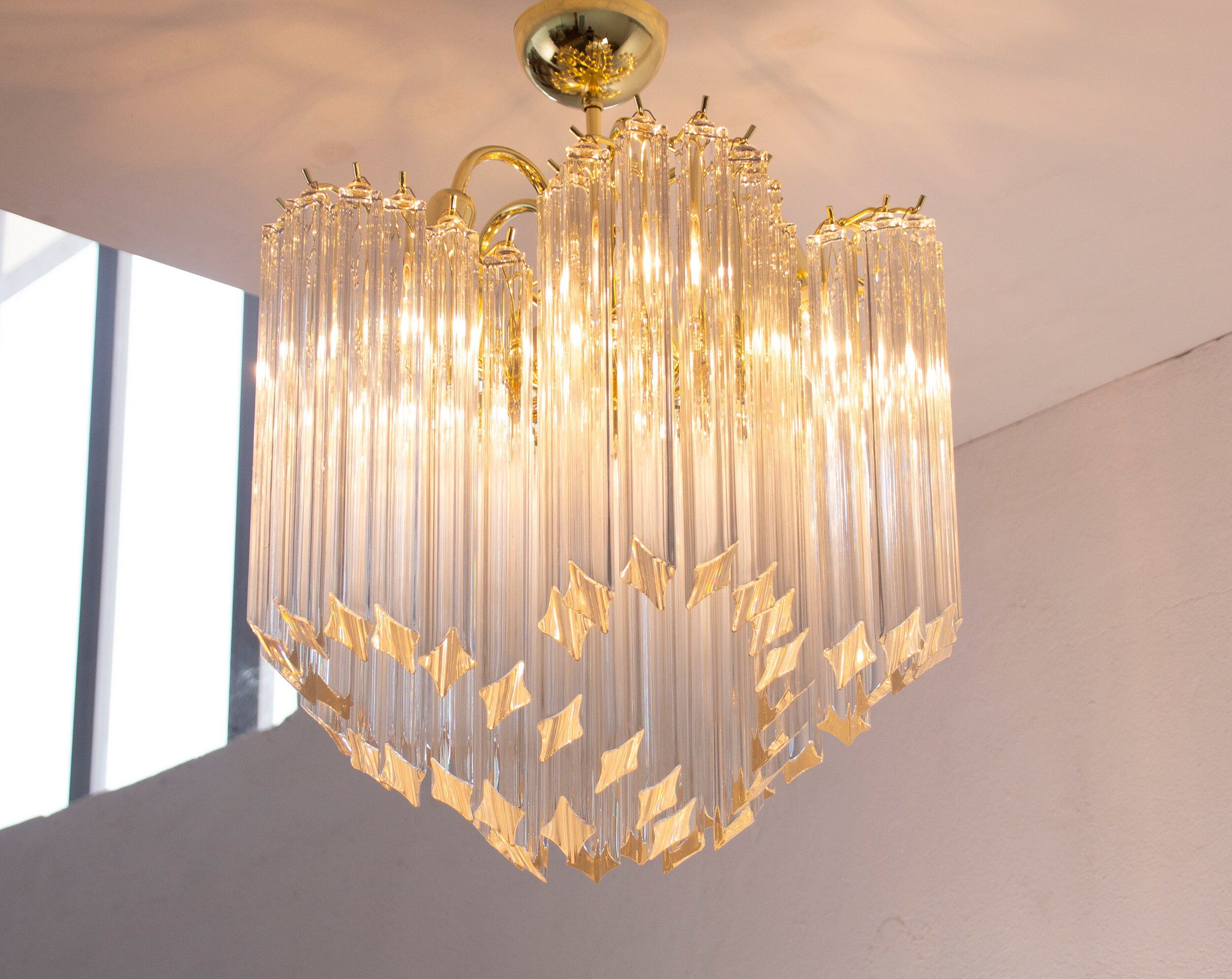 Vintage Transparent Murano Glass Spiral Ceiling Light Vintage Transparent Murano Glass Spiral Ceiling Light