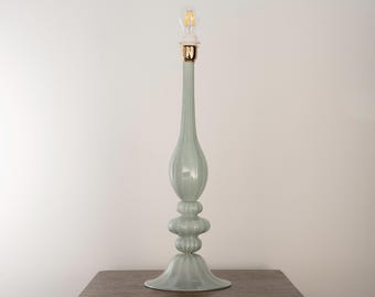 Murano glass table lamp soft green color, handmade Made in Italy Venetian design lighting