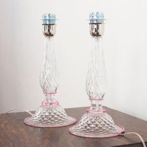 Murano-Tischlampen: Transparentes Glas mit rosa Akzenten (2er-Set) Bild 10