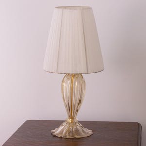 Murano blown glass table lamp gold glass with lampshade 50cm high, Made in Italy lighting design