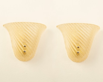 Set of 2 amber Murano glass wall lamps, wall lighting Made in Italy