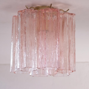 Murano Ceiling Light Ø20 cm - Pink Glass Hand-blown Italy - Mazzega style Decorative lamp