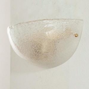 Elegant Clear Murano glass wall sconce with grit, applique wall light Made in Italy