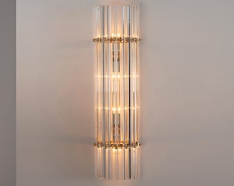 Murano Wall Lamp: Crystal Triedri Glass (Vintage Venini Style)