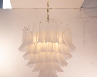 Lustre Murano Petali Ø80 cm - Vidro fosco soprado à mão na Itália - Luminária decorativa de luxo