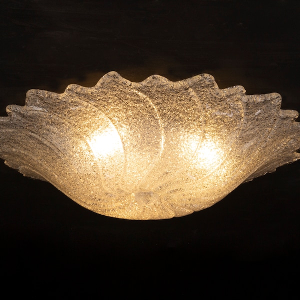 Murano glazen plafondlamp diameter 55 cm met kristalkorrel, elegante Made in Italy plafondlamp, design kroonluchter