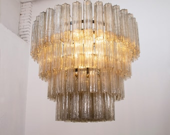 Lampa wisząca Murano Tronchi Ø100 cm - Szkło przezroczyste, ręcznie dmuchane, Włochy - Lampa Statement