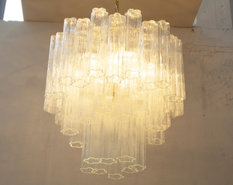 Suspension lamp Made in Italy Tronchi in classic Murano glass of vintage design, ceiling chandelier