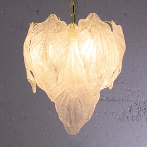 Suspension chandelier Made in Italy Murano glass leaves crystal color Ø40 cm, vintage style design chandelier