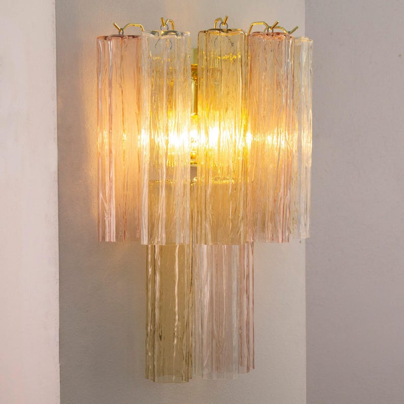 Italian wall light Murano Multicolor 2 tier - Mid-Century hi-end decorative lamp image 11